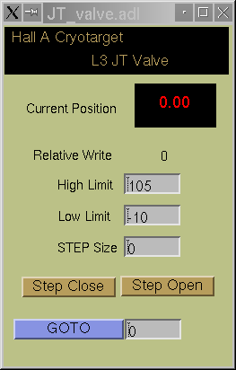 Control screen for a Joule-Thompson valve