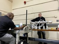 Marc McMullen and George Jacobs testing the EIC beryllium beam pipe test stand