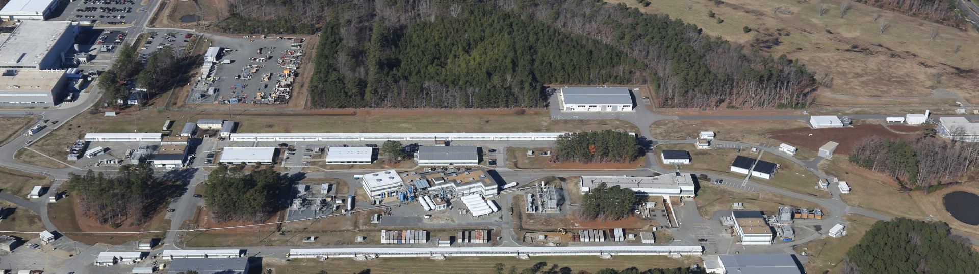 An aerial photo of JLab's Campus