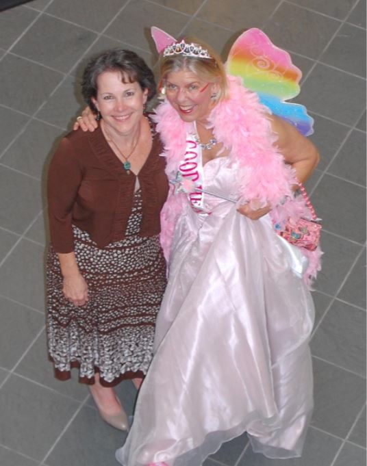 Mary Beth Gibson (left) and Rene Bowditch (right, dressed as the Good Health Fairy), October 2014 at the Applied Research Center