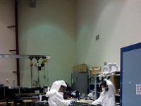 Sahin Arslan and Mindy Leffel drilling new HV holes in RICH electronic panel 2017-03-23
