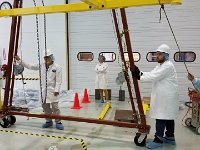 DSG moving gantry into place to fit RICH stiffening tool to detector shell 2017-08-21