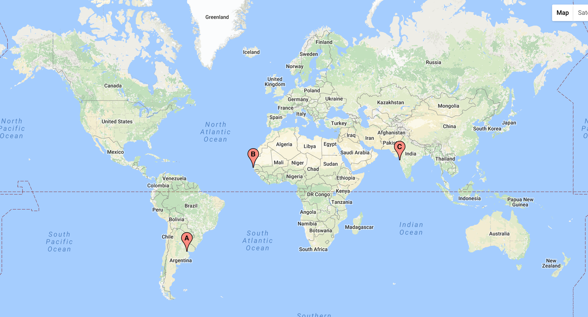 HUGS International Fellows map