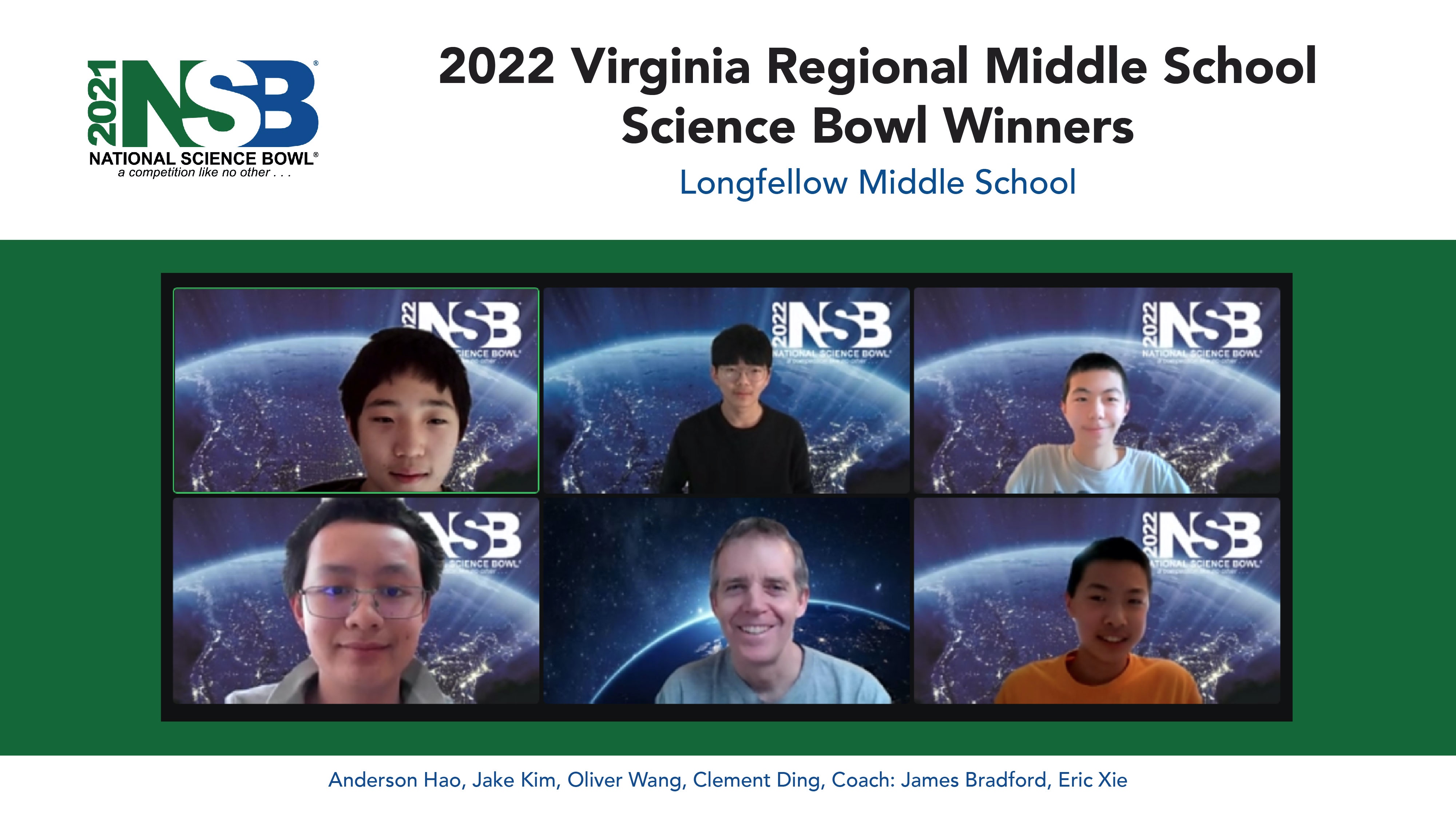2022 Middle School Science Bowl Winners: Virginia Regional Competition