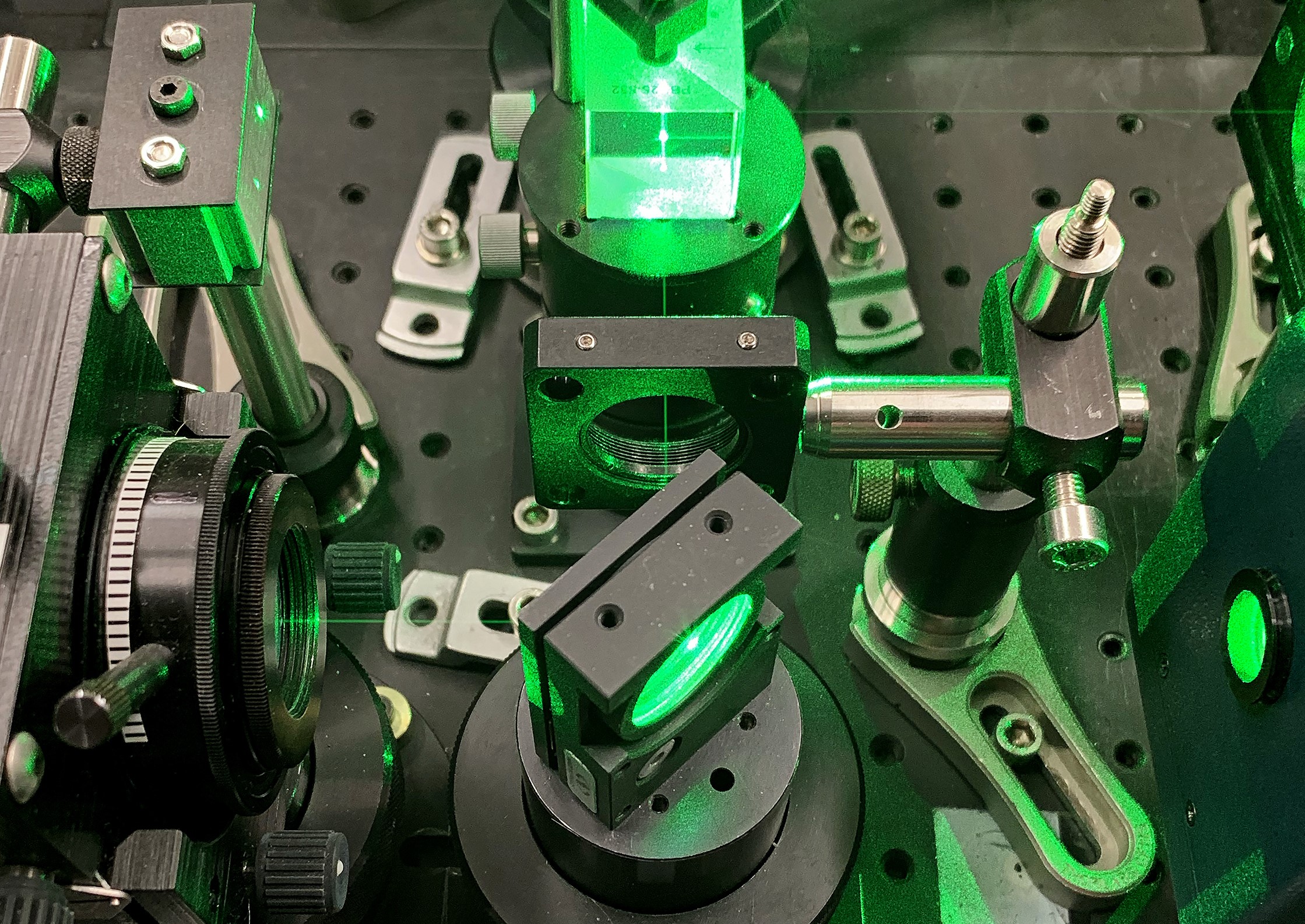 The Compton polarimeter's laser system prepares the polarization state of green laser light during the running of the CREX experiment in Hall A at Jefferson Lab.
