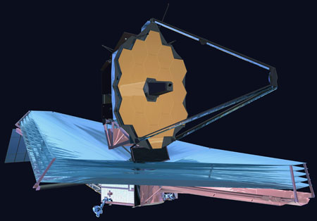 An artist’s rendering of the James Webb Space Telescope