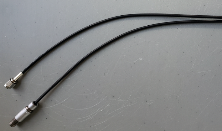 portion of a newly fabricated cable with two terminals shown
