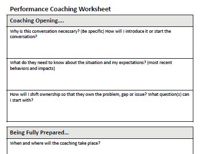 Performance Coaching Worksheet