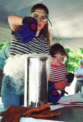 kids participating in liquid nitrogen demonstrations