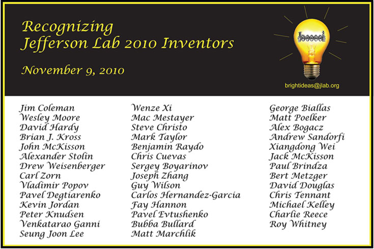 Jefferson Lab employees who submitted an invention disclosure