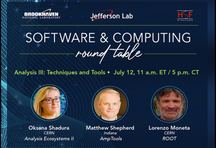 Graphics for the announcement of the Software & Computing Round Table on "Analysis Techniques and Tools"