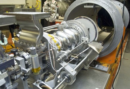 A cryomodule being prepared for assembly A cryomodule being prepared for assembly