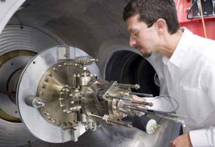 Inspecting an injector assembly at Jefferson Lab's Free-Electron Laser