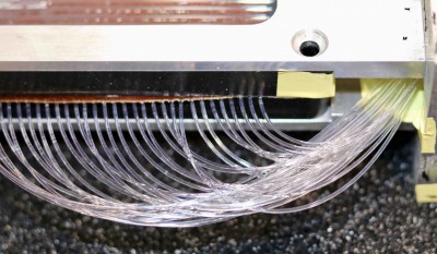 scintillating fibers attached to a detector