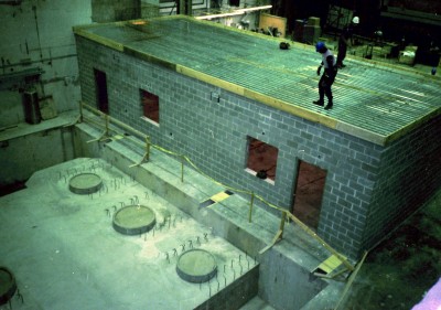 Concrete pour of Vertical Test Area in 1989
