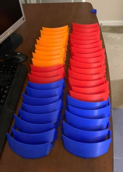 Multi-colored, 3D-printed face shield frames