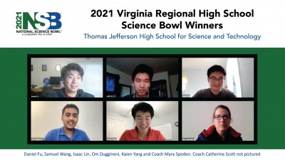 2021 High School Science Bowl Winning Team from Thomas Jefferson