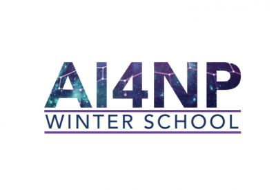 Text with starry image inside: AI4NP Winter School