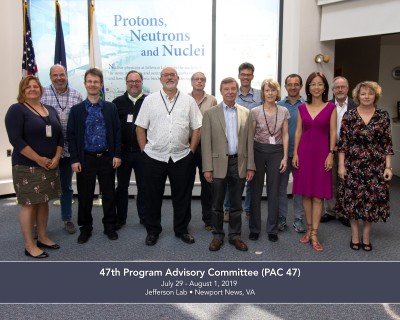 Photo of members of the 47th Program Advisory Committee, along with JLab Deputy Director for Science Bob McKeown.
