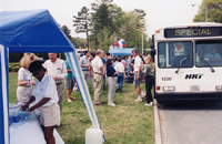 Park for free and use the bus shuttle service